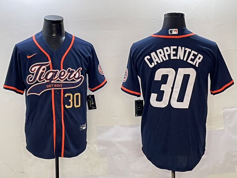 Men Detroit Tigers #30 Carpenter Blue Jointly Name 2025 Nike MLB Jersey style 4